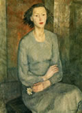 Edith con fiore, 1934, olio su tela cm 100x75, XIX Biennale di Venezia(1934), Galleria d’Arte moderna di Udine